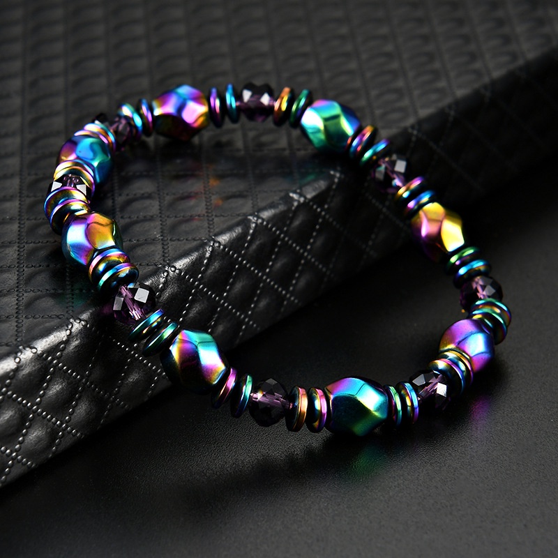 Vòng Tay Chuỗi Hạt Nam Châm Co Giãn Màu Đen Hồng Thời Trang Unisex OG182