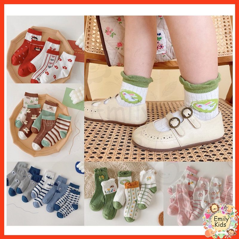 1-12 Tuổi 5 Đôi Vớ Cotton Thoáng Khí Chống Vi Khuẩn In Họa Tiết Hoạt Hình Hoa An Toàn Cho Bé Trai Và Gái