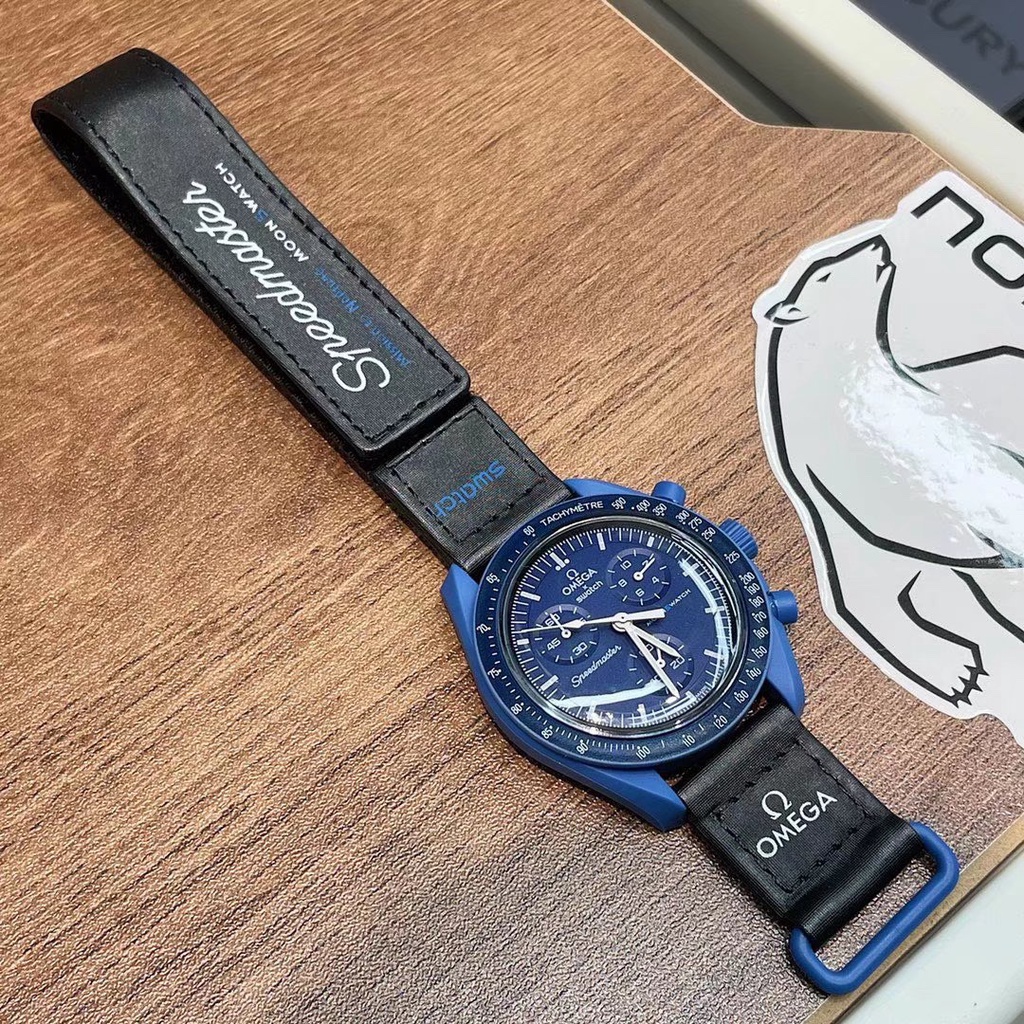 Dây Đeo Bằng Da Thật 20mm Chống Thấm Nước Cho Đồng Hồ Thể Thao Omega & for Swatch Planet Cobranded