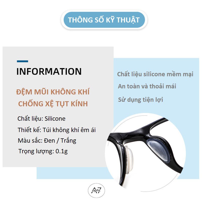 Phụ kiện Đệm mũi không khí chống xệ tụt kính, khắc phục kính chạm lông mi, chạm gò má, sống mũi thấp (1 cặp)