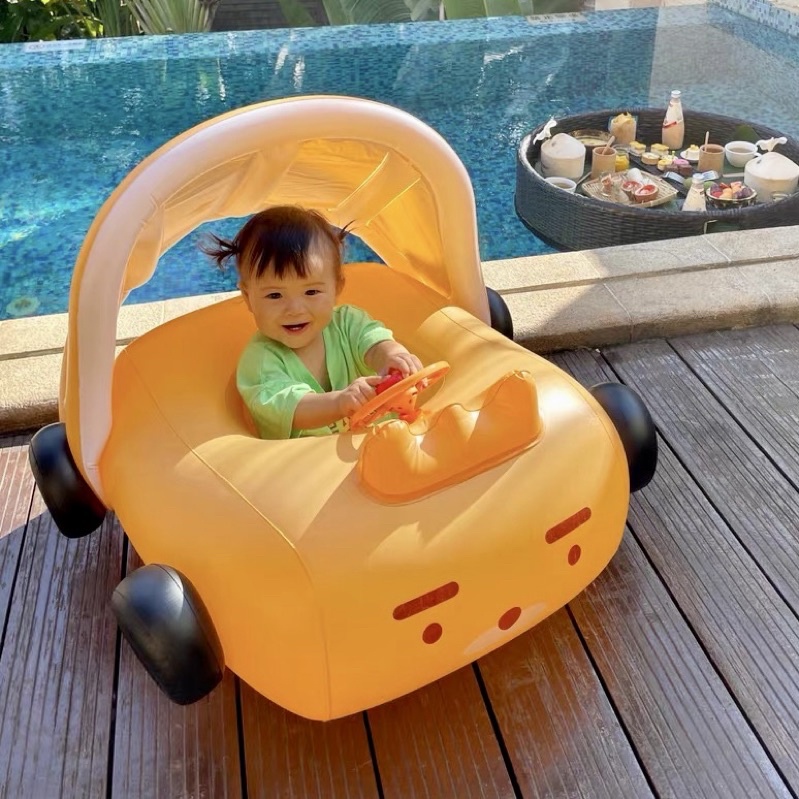 Phao Bơi Xe KaKao Friends Hàn Quốc - Kèm Bơm Chống Lật An Toàn Cho Bé 1-5 Tuổi Có Mái Che - Mẫu Mới Hottrend