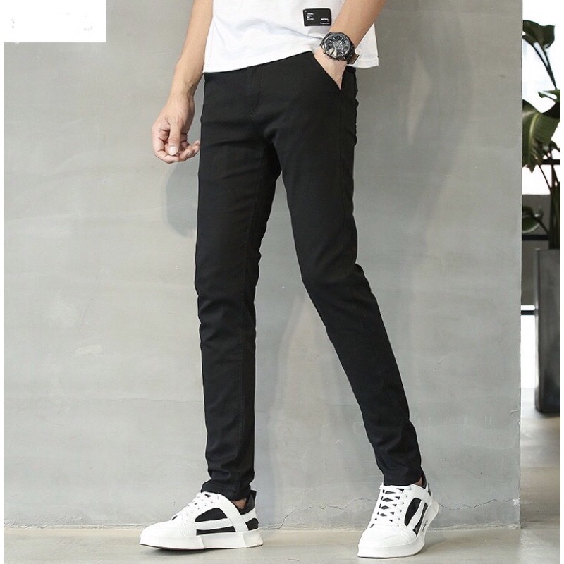 Quần jean nam đen [ Trơn & Rách gối ] ống đứng dáng slim Fit- vải jeans bò co giãn 4 chiều cao cấp