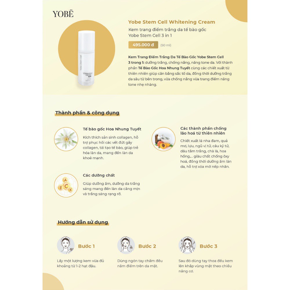 Kem trang điểm trắng da 😍CHÍNH HÃNG 😍 YOBE 3 trong 1 chống nắng dưỡng trắng nâng tông da | BigBuy360 - bigbuy360.vn