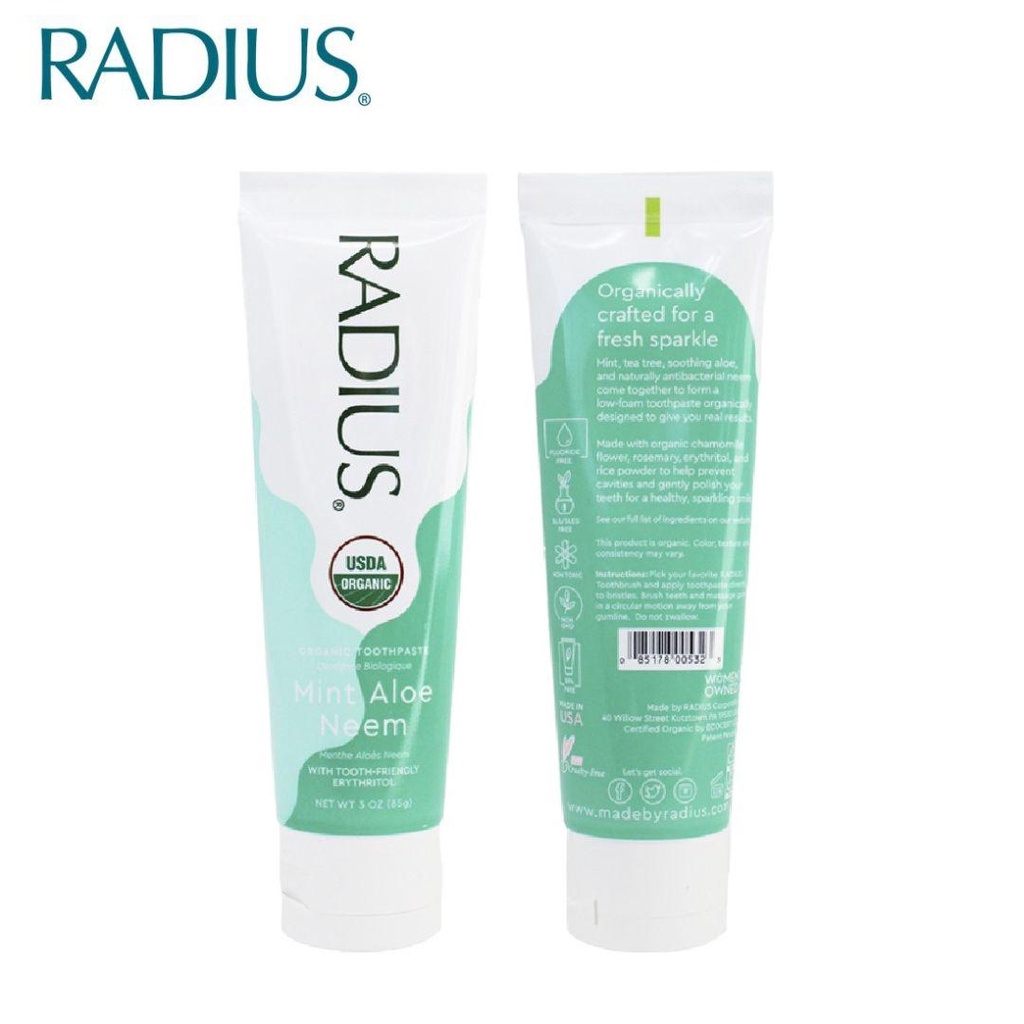 Kem đánh răng hữu cơ vị bạc hà lô hội radius organic mint aloe neem - ảnh sản phẩm 4