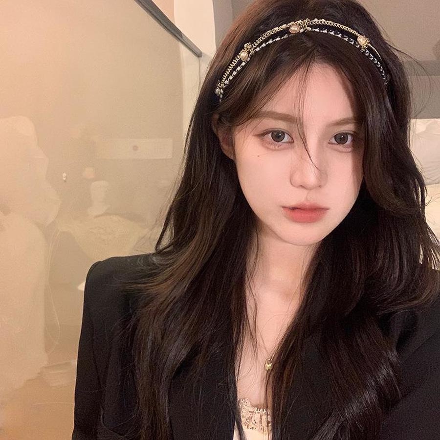 Băng Đô Cài Tóc Đính Đá Pha Lê Và Ngọc Trai Nhân Tạo Phong Cách Hàn Quốc Mới