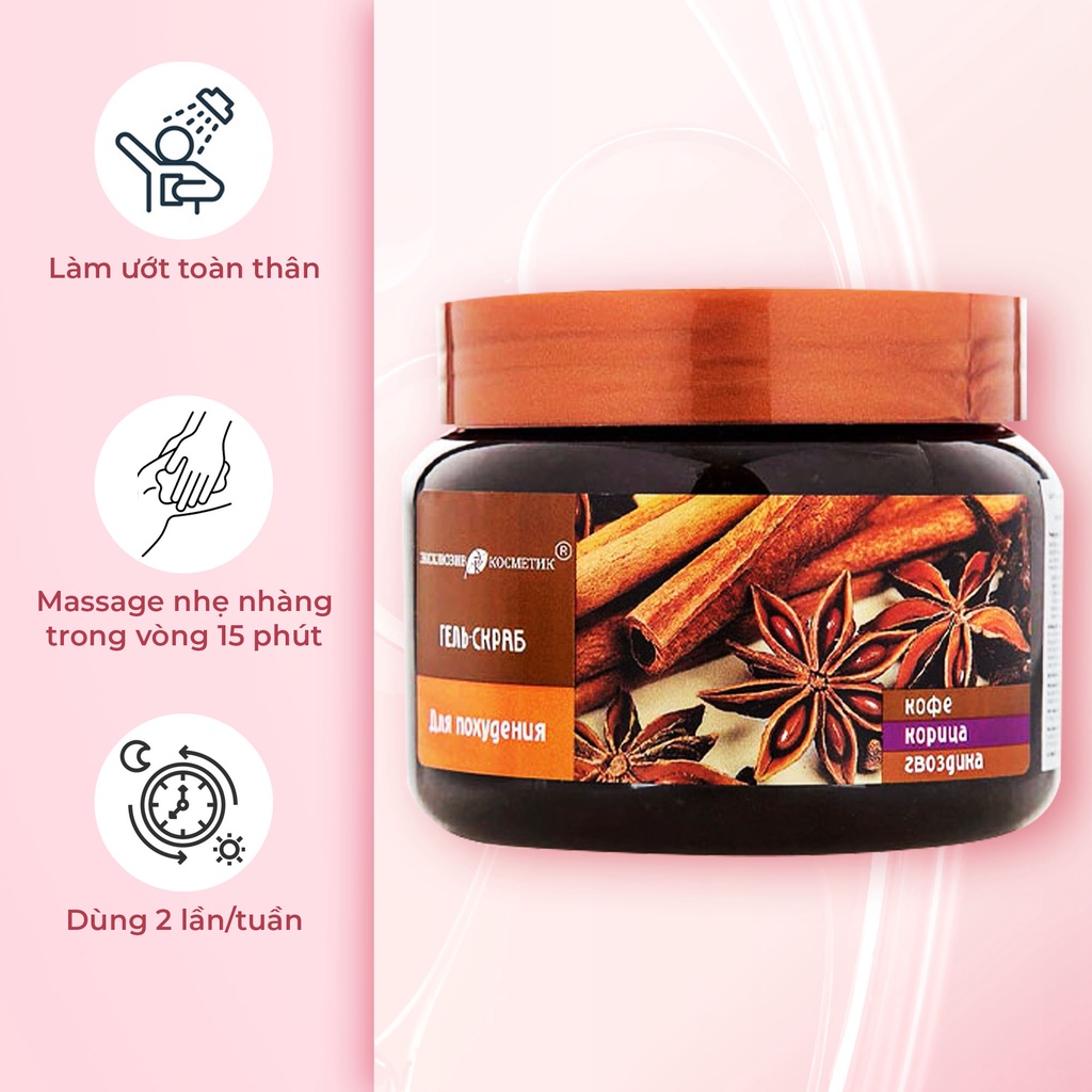 Tẩy Da Chết Toàn Thân Quế Hồi Cà Phê Nga 380g