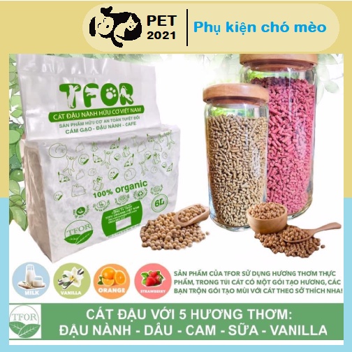 Cát Đậu Nành Hữu Cơ TFOR 6L | Cát Vệ Sinh Cho Mèo | PET2021