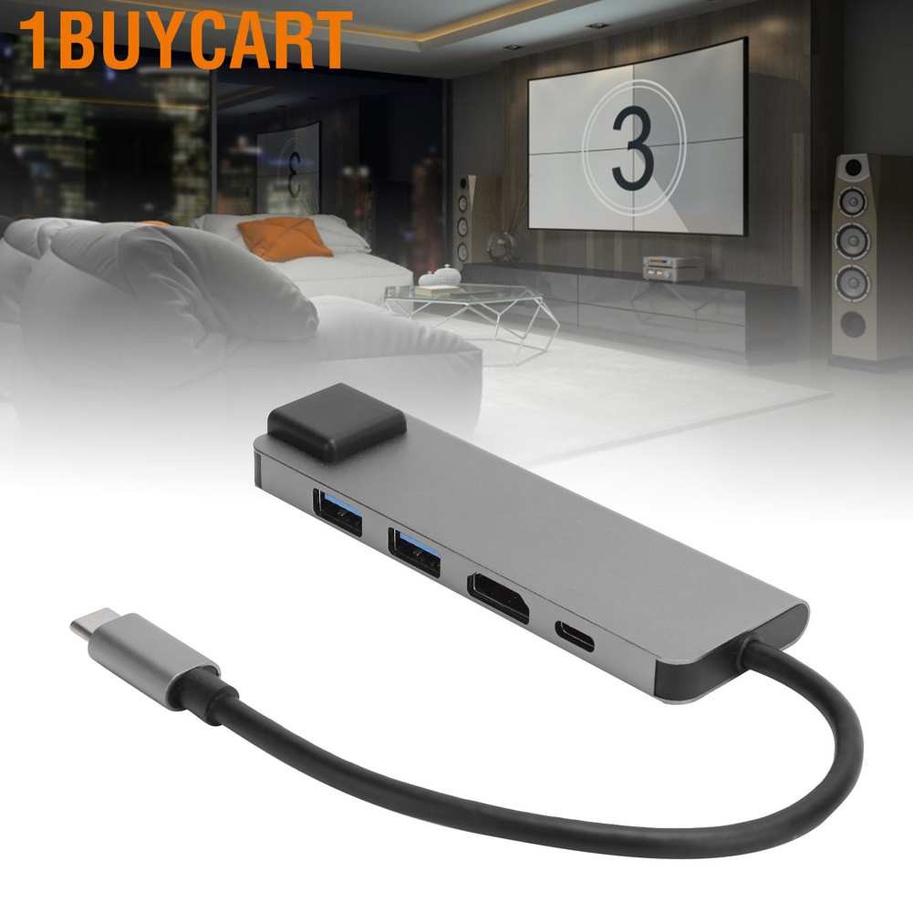 1buycart 5 In 1 USB-C Hub 4K HDMI Type-C to PD RJ45 USB3.0 Adapter for iOS Samsung