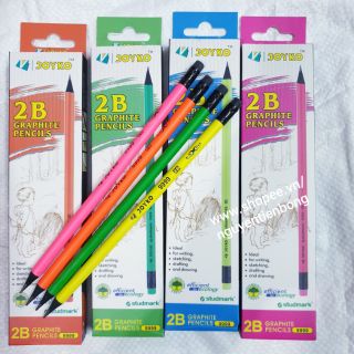 12 cây bút chì gỗ dạ quang 2B Joyko cao cấp
