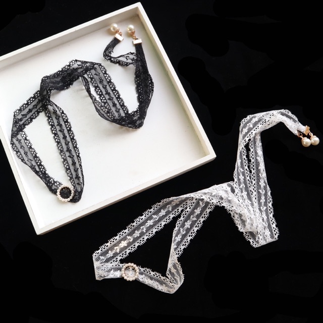 Vòng cổ ren đính hạt xinh - choker ren phong cách hàn