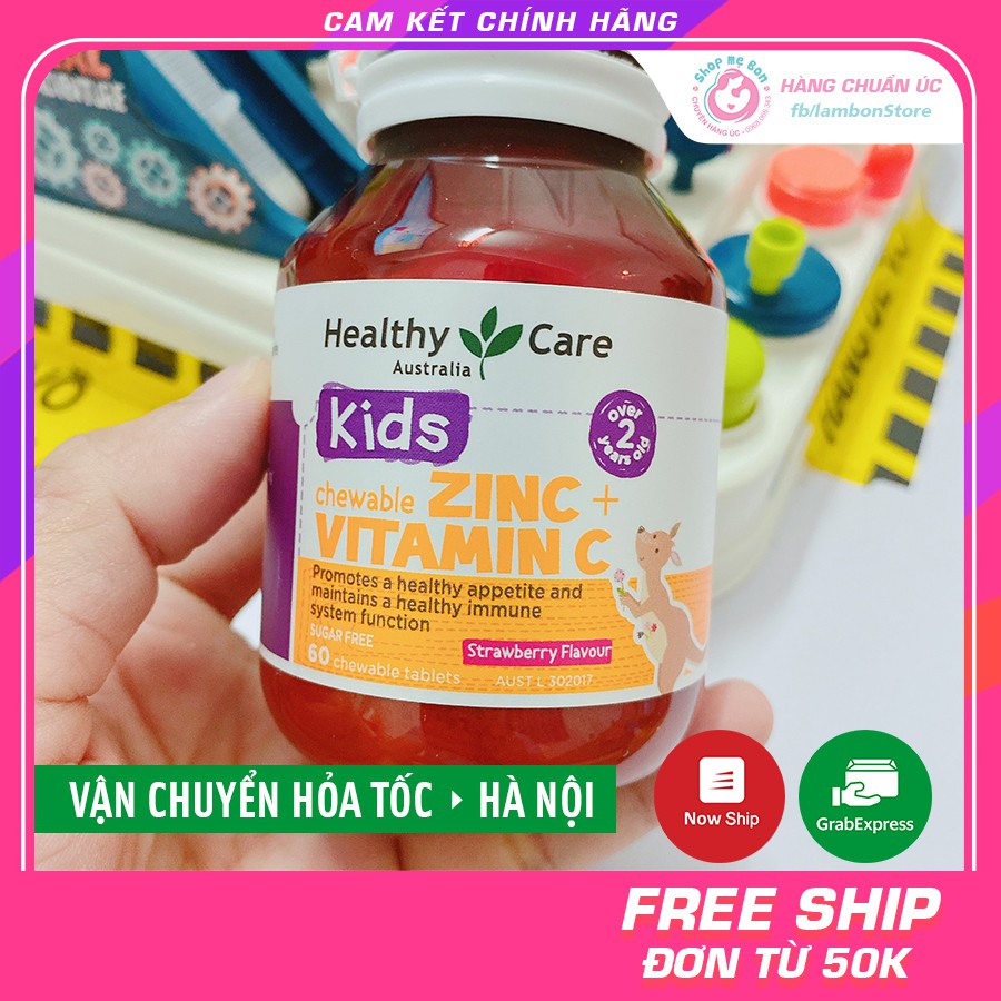 Kẹo kẽm ZinC + Vitamin C Healthy Care mẫu mới