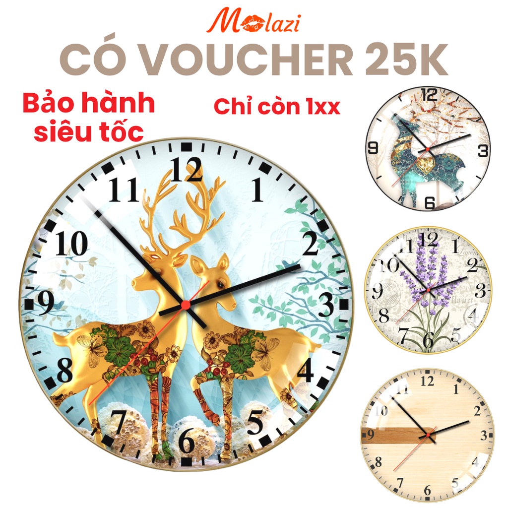 Đồng hồ treo tường kim trôi trang trí phòng khách, đồng hồ treo tường đẹp trang trí decor bảo hành 12 tháng molazi.