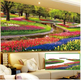 Bức tranh phong cảnh đính đá vườn hoa mùa thu đẹp