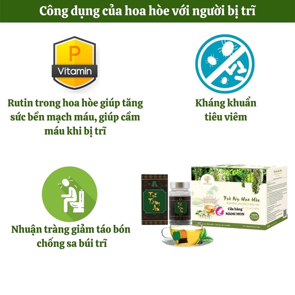 Co búi Trĩ tâm an nhuận tràng giảm táo bón – hỗ trợ người bệnh trĩ nội trĩ ngoại 60 viên