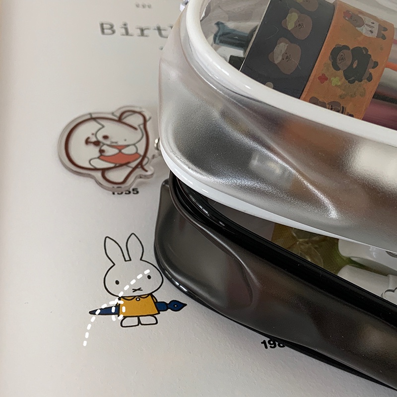 (miễn phí gửi hình dán)Hộp Bút Trong Suốt Cỡ Lớn Kiểu Nhật Bản Đơn Giản