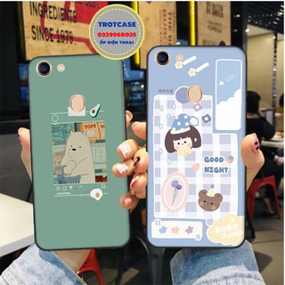 Ốp lưng Oppo F5 - F5 Youth - F7 - F7 Youth - in hình vô diện và chú gấu ngây thơ nền xanh lá siêu đẹp