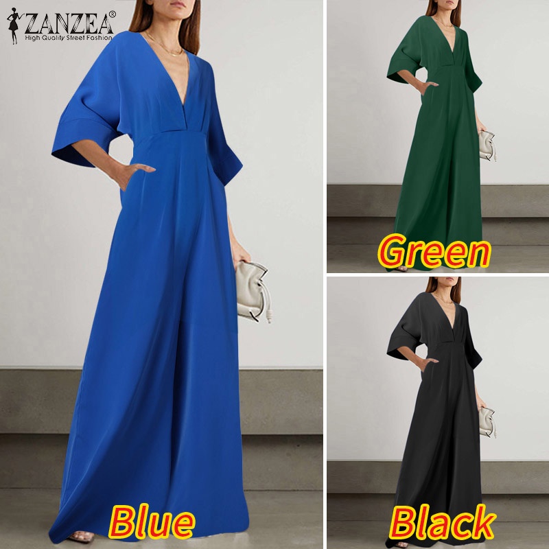 Áo liền quần ZANZEA dáng dài 3 / 4 có túi thời trang cho phái nữ