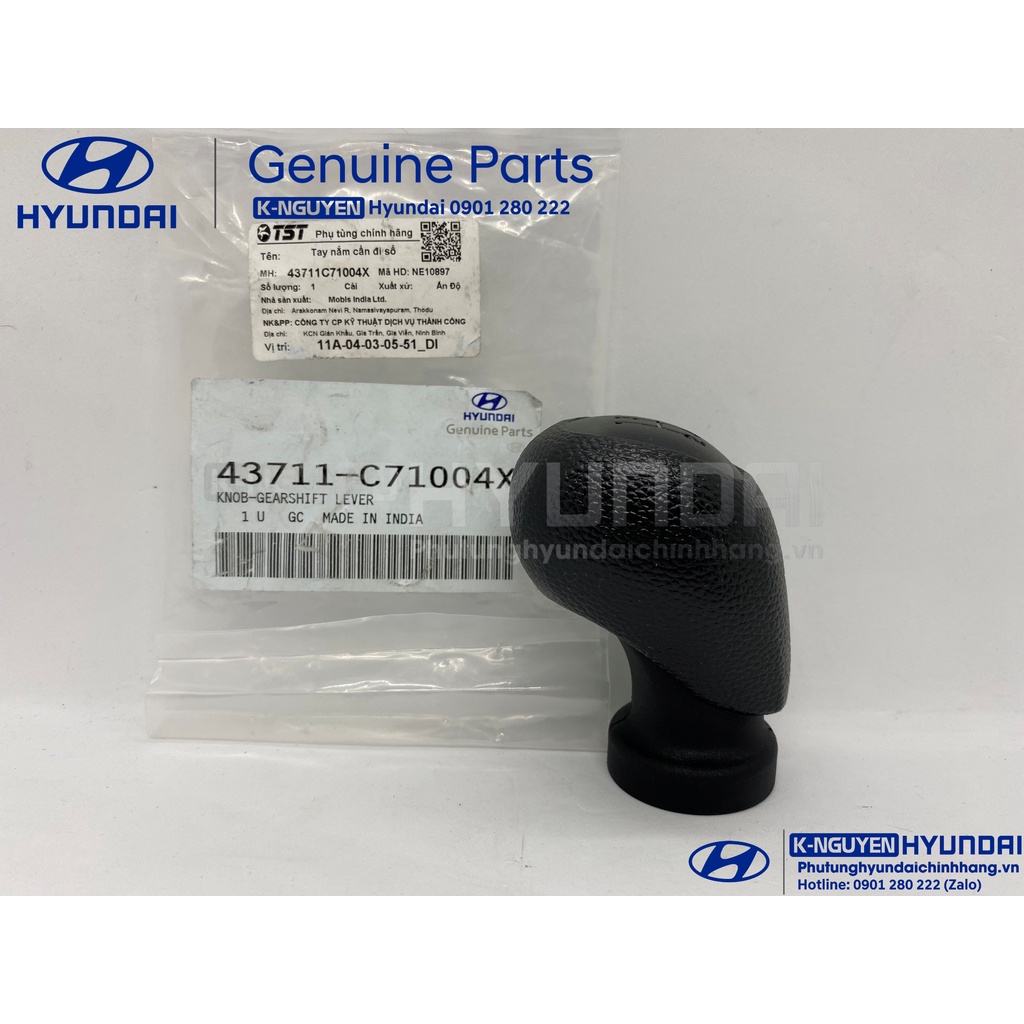 Tay nắm cần số xe Hyundai Grand i10 đời 2017,2018,2019,2020,2021,2022/ Mã phụ tùng: 43711C71004X