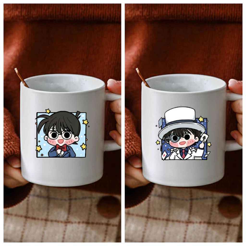 Cốc sứ trắng in hình  CONAN, KAITO KID Thám tử lừng danh anime chibi dễ thương xinh xắn