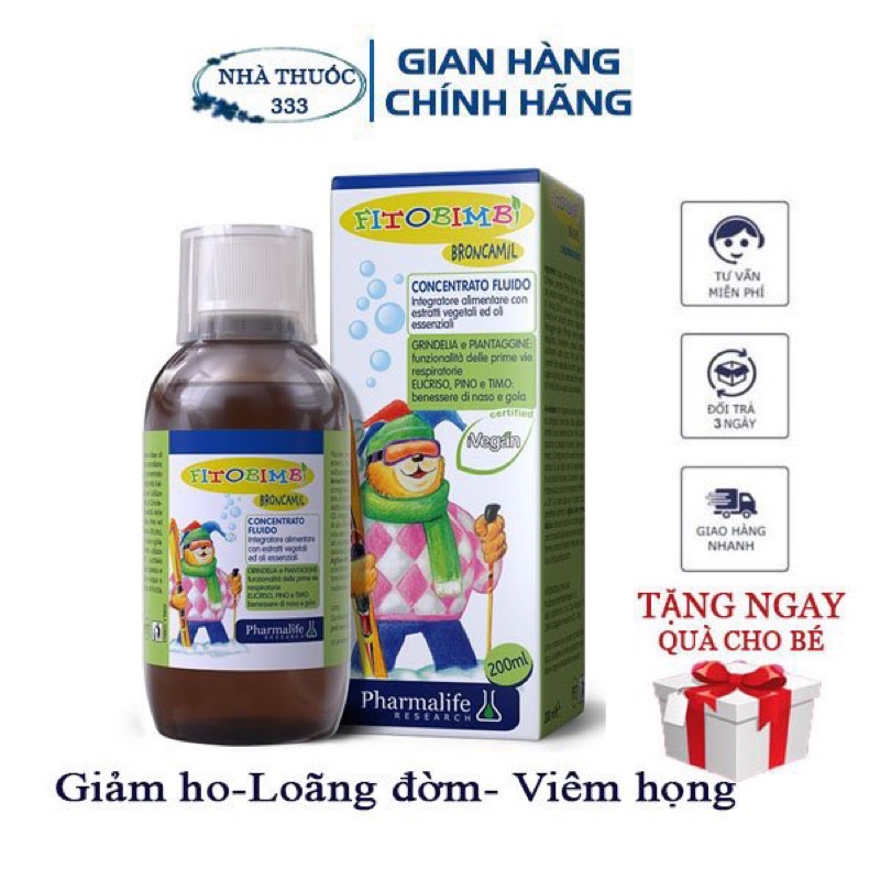 Fitobimbi Broncamil, siro ho cho bé,giúp tăng hệ miễn dịch. Nâng cao sức khỏe mũi và họng cho bé.