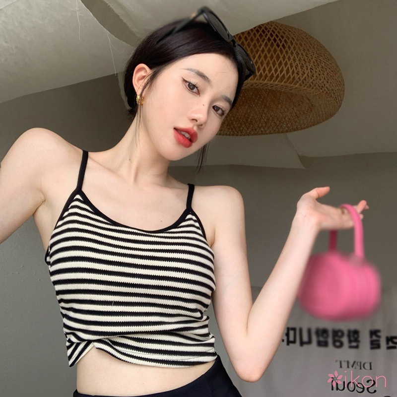 Áo Hai Dây Dáng Ôm Kẻ Sọc Hở Lưng Quyến Rũ Thời Trang Cho Nữ