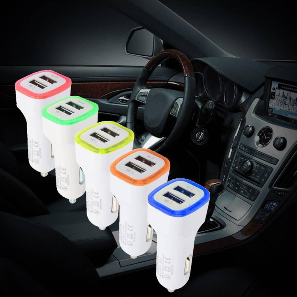 Tẩu Sạc Điện Thoại MP3 PDA Tích Hợp Đèn LED Hai Cổng USB Cho Xe Hơi