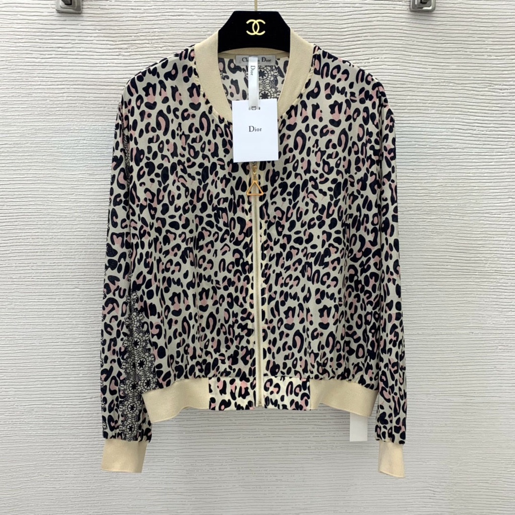 Áo khoác bomber nữ thời trang cao cấp DIOR CD với họa tiết da báo nổi bật