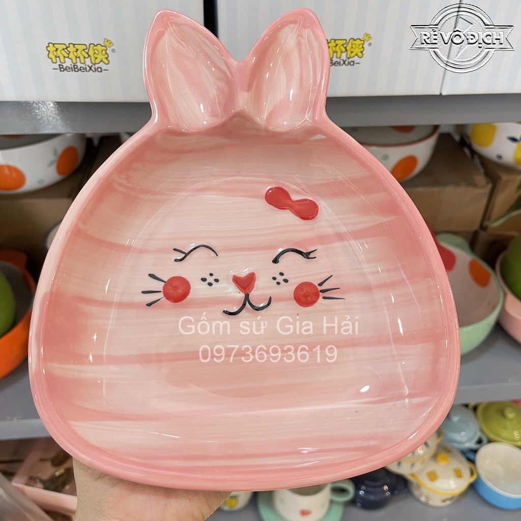 Bộ bát đĩa gốm sứ màu hồng cực dễ thương ngọt lịm