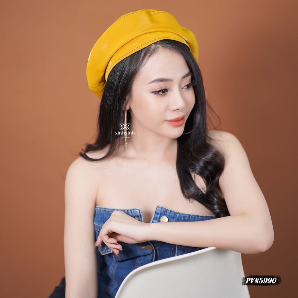 Mũ nồi Beret da bóng cá tính - Xinh Xinh Accessories