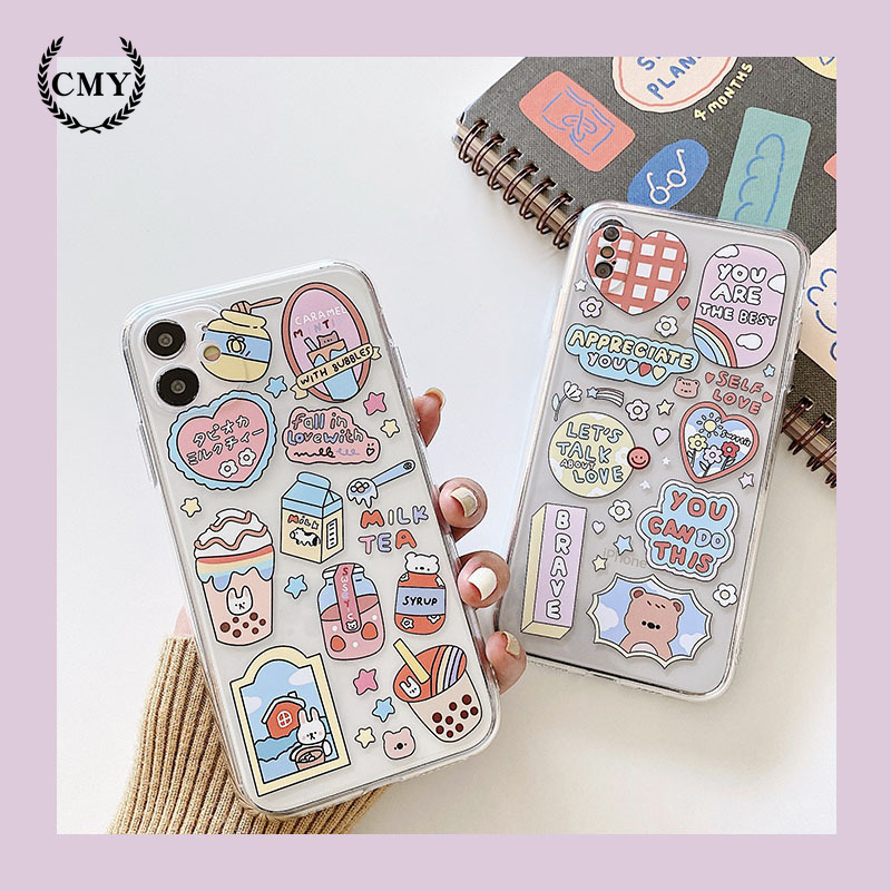 Ốp iphone Vỏ điện thoại silicon Cartoon bear and rabbit Silicone Phone Case For iPhone 11 Pro Max X Xr Xs Max 7 8 Plus Se 2020 12 pro max 12 mini