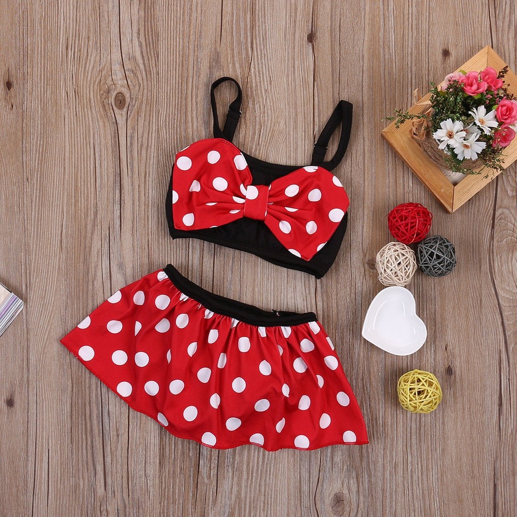 Bộ Đồ Bơi Bikini In Hình Chuột Minnie Cho Bé Gái 0-5 Tuổi