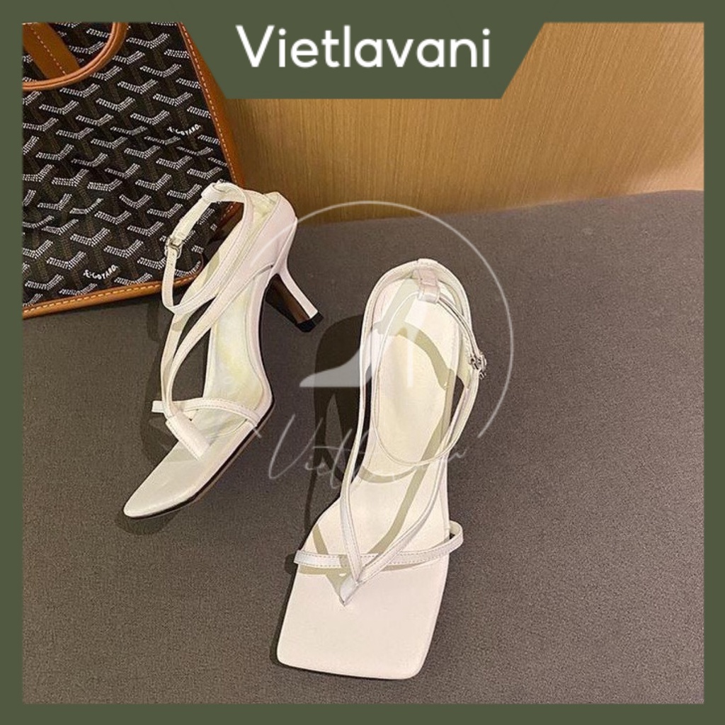 Giày sandal nữ vietlavani mã S17 mũi vuông gót nhọn cao 7cm hàng đẹp có 2 màu trắng và đen