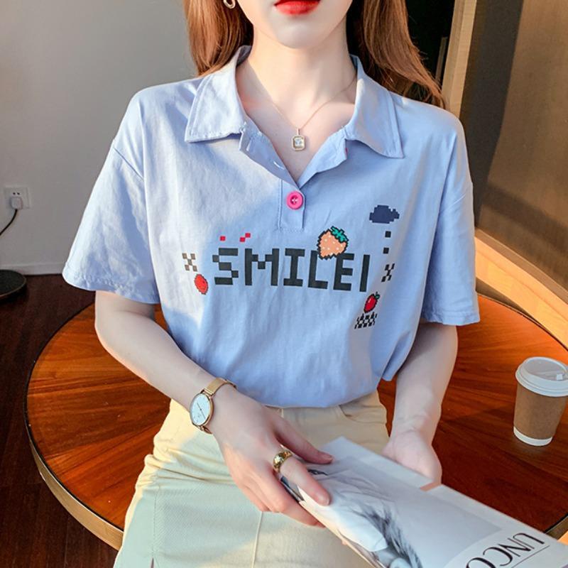 Áo Thun Tay Ngắn Dáng Rộng In Họa Tiết Thời Trang Mùa Hè 2022 Cho Nữ