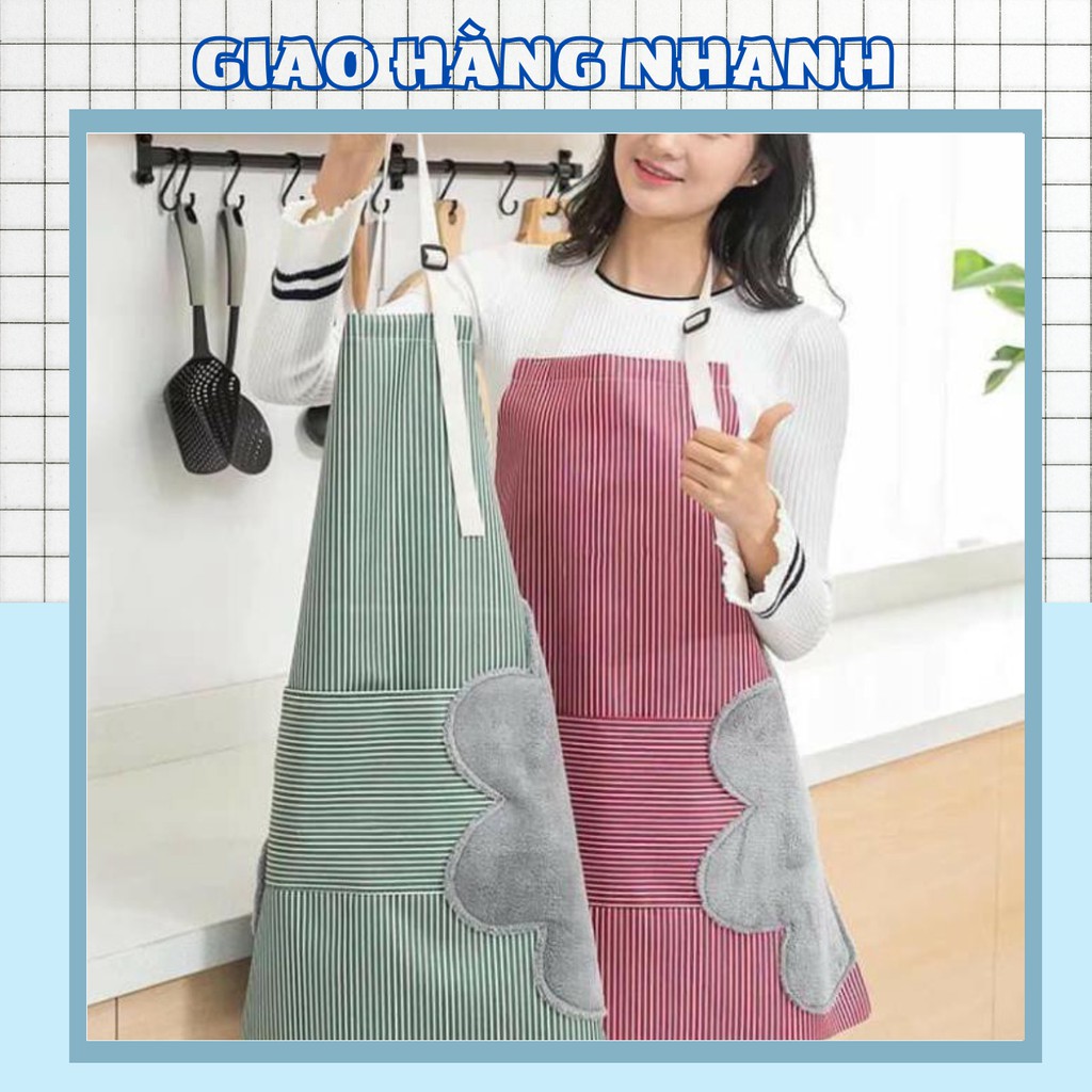 [❌HÀNG LOẠI 1❌] Tạp Dề Phong Cách Hàn Quốc Có Khăn Lau Tay Bên Hông, Tạp Dề Chống Thấm Nước 88207 Giao Hàng Nhanh