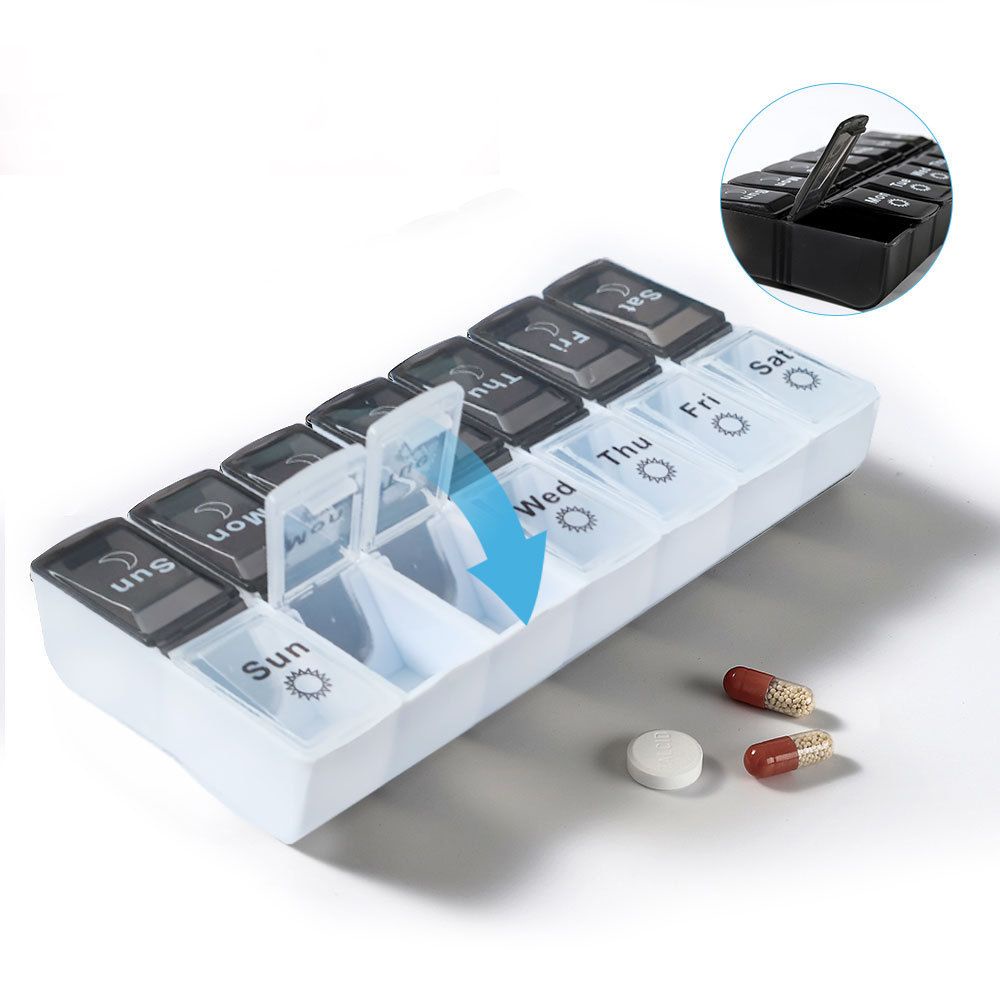 Hộp đựng thuốc 7 ngày bằng nhựa chống tràn 14g tiện dụng