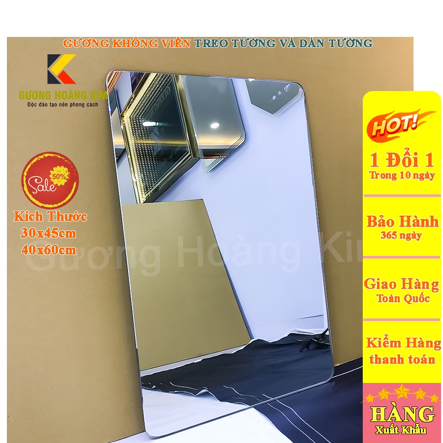 Gương chữ nhật dán tường treo tường nhà tắm phòng wc giá rẻ kích thước 30x45 và 40x60cm- guonghoangkim mirror hk5002