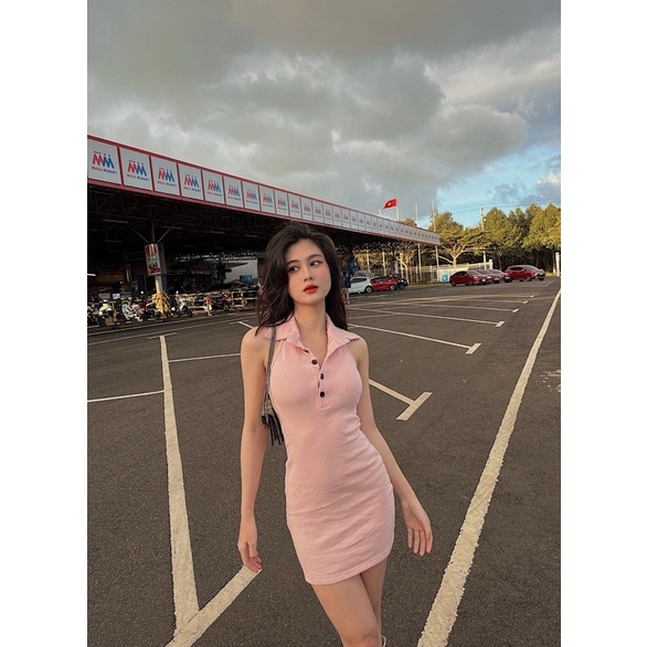 POLO DRESS [𝐂𝐇𝐎𝐂𝐎𝐋𝐀𝐓𝐄 𝐦𝐢𝐱𝐱] Váy ôm body Polo chất bo gân dày dặn