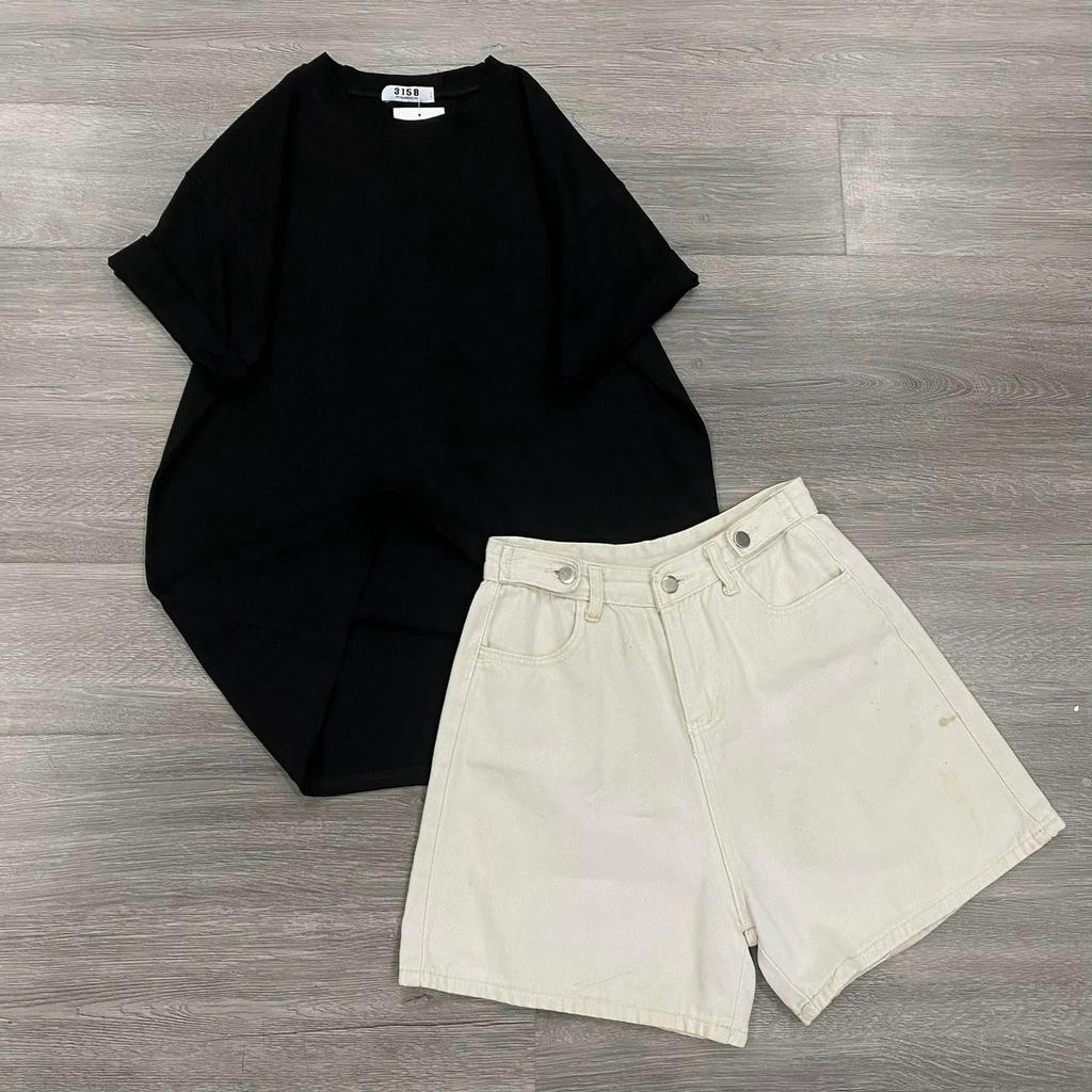 Áo Phông Trơn 3158 Tay Lỡ Unisex Nhiều Màu Chất Cotton Khô Nam Nữ Mặc Xinh