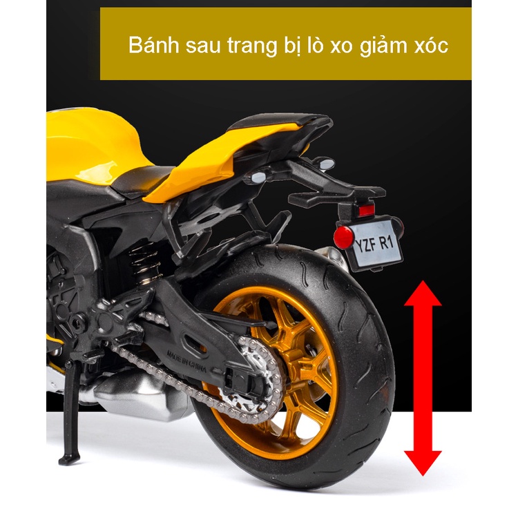 Mô hình xe Moto phân khối lớn Yamaha YZFR1 tỉ lệ 1:12 khung thép