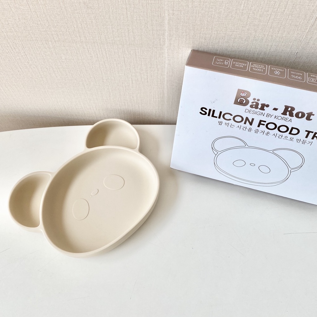 Khay ăn dặm hình gấu Bar-Rot SILICON FOOD TRAY chính hãng Hàn Quốc, Suzy baby