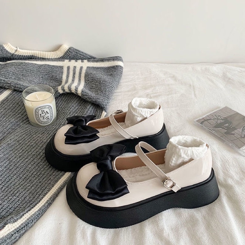 GIÀY LOLITA ĐÍNH NƠ XINH XẮN ĐÁNG YÊU ĐẾ CAO 5,5CM