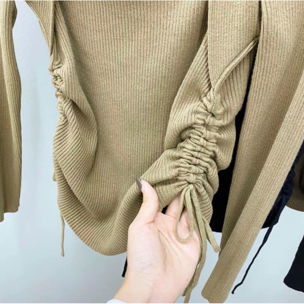 Áo len nữ dài tay Quảng Châu thiết kế cổ khoét vuông tiểu thư, chất co dãn, Áo kiểu nữ công sở rẻ đẹp