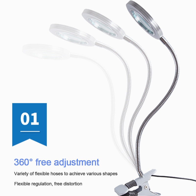 Kính lúp phóng đại 8X có đèn LED có kẹp linh hoạt 360 độ