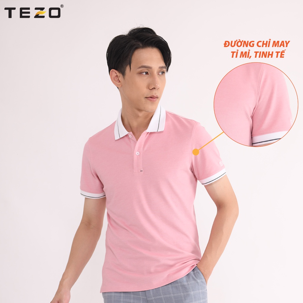 Áo polo nam Tezo  thun nam phối bo 4 màu 2104APCT08