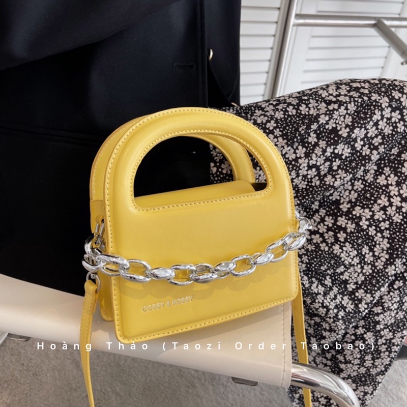 Túi đeo chéo quai xách dáng vuông đứng phối xích màu mới hot 2022