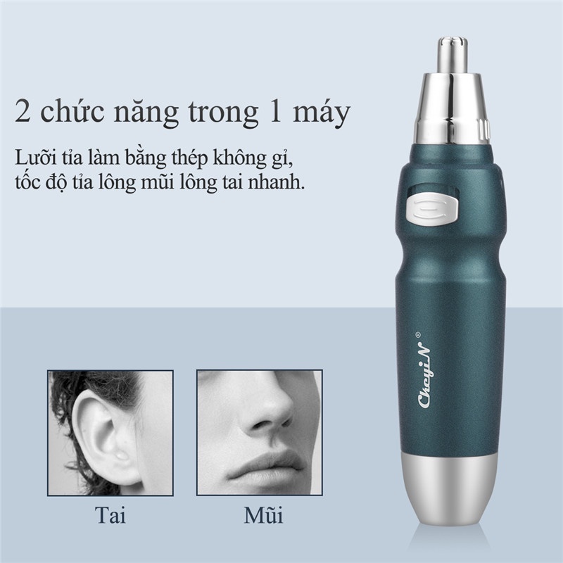 CkeyiN Máy tỉa lông tai mũi bằng pin dành cho nam giới, chăm sóc vệ sinh cá nhân, tiếng êm, đầu tỉa có thể giặt RS021L