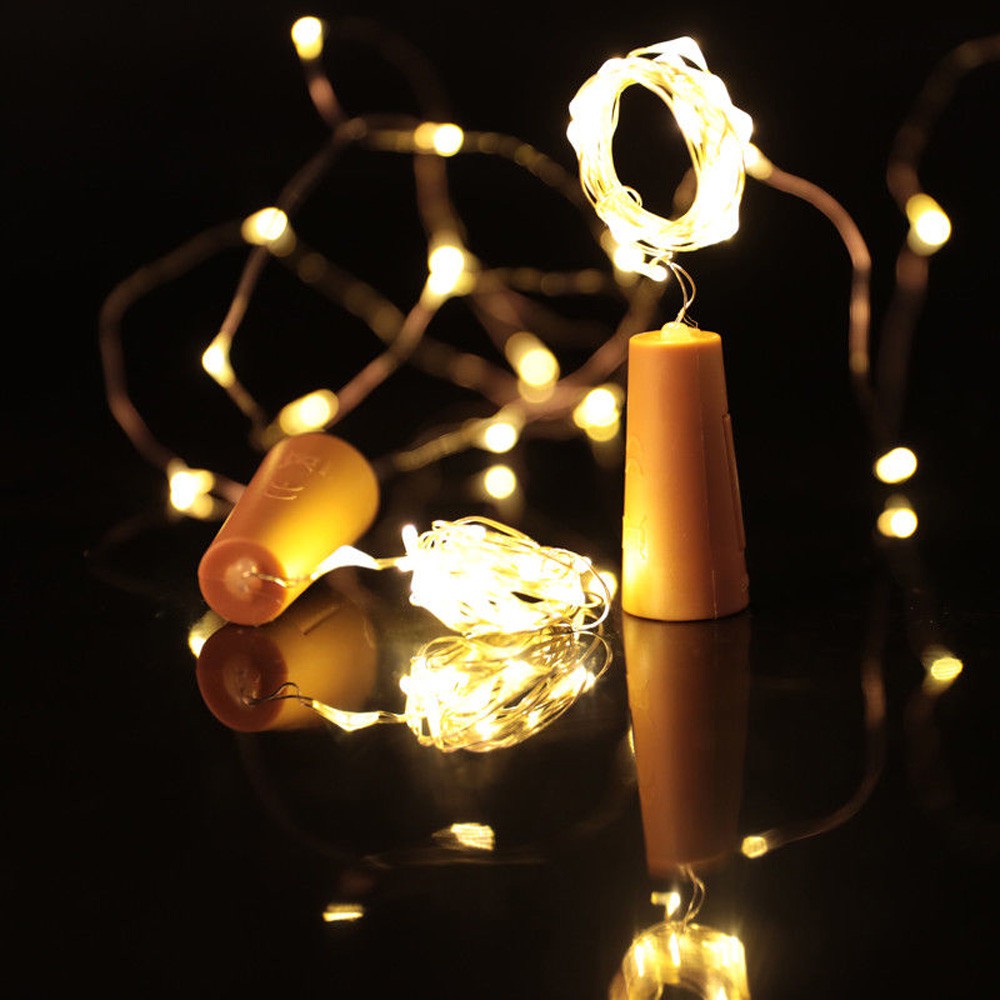 Dây Đèn LED Bằng Đồng 8 Màu 1M/2M Nút Bần Trang Trí Chai Rượu