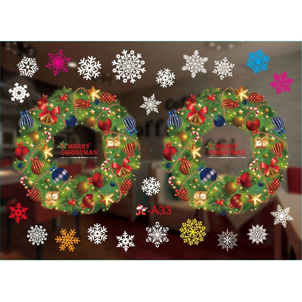 Miếng Dán Cửa Sổ Trang Trí Giáng Sinh/ Năm Mới Họa Tiết Bông Tuyết/ Ông Già Noel/ Người Tuyết Dễ Thương