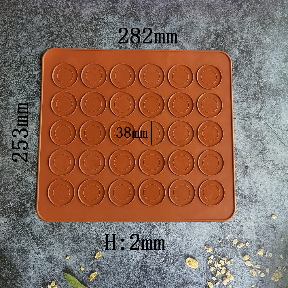 Miếng Lót 30/48 Lỗ Macaron Silicone Mat- Thảm Nướng Tự Làm Rằn Ri Nâu Đất Món Tráng Miệng Bánh Khuôn Lò Nướng