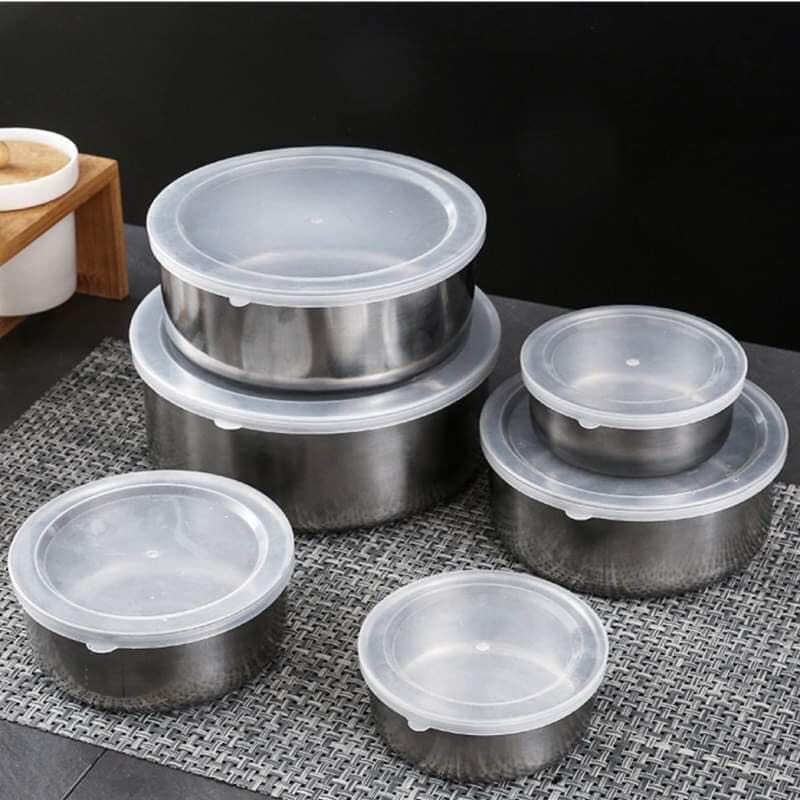 Set 5 hộp INOX đựng đồ có nắp đậy, mang đồ ăn, đựng đồ ăn, đồ khô tiện dụng – Hộp trữ đông lạnh 5 kích cỡ